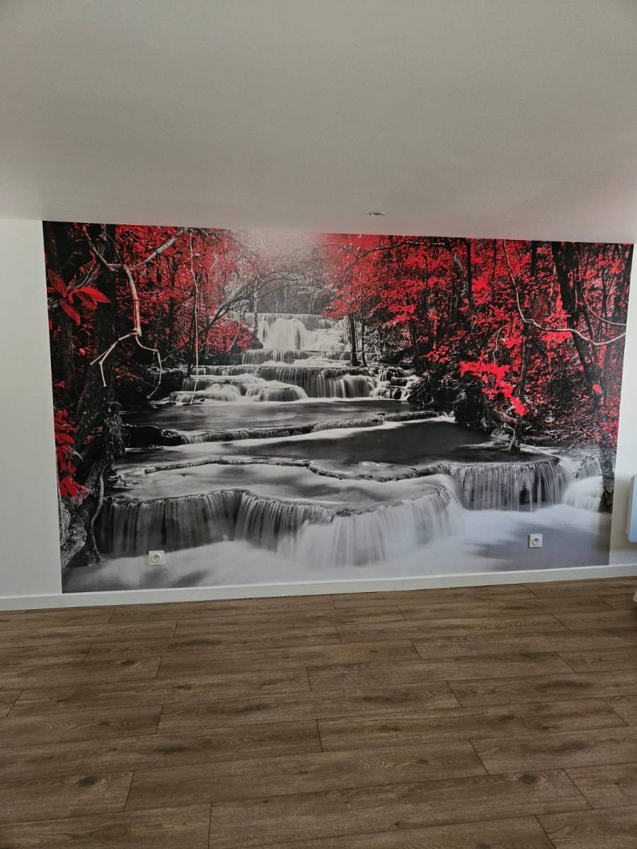 Pose d'un papier peint intissé dcoratif à Solliès-Pont